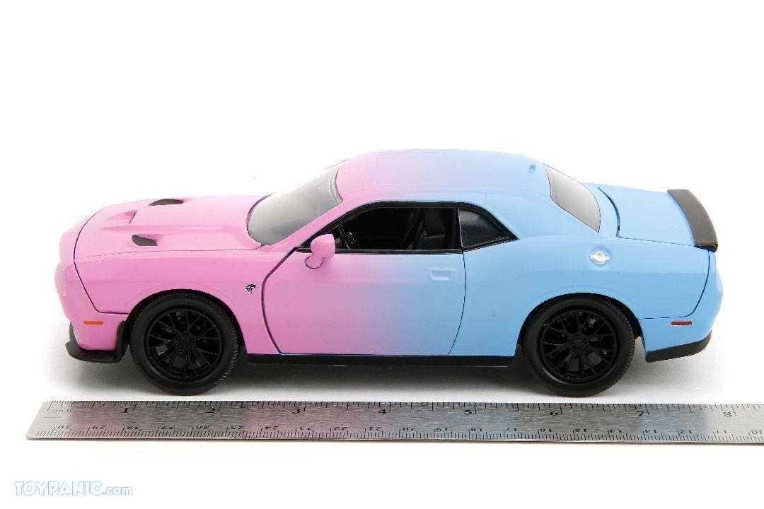 2015 Dodge Challenger SRT Hellcat Pink and Blue Pink Slips Series 1/24 Diecast - Jada Toys